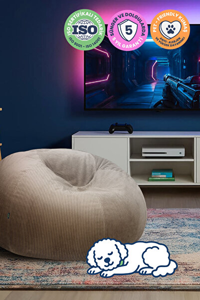 Mobidu Soft Plum Armut Koltuk e – Fitilli Kadife - 5 Yıl Garanti - Bej