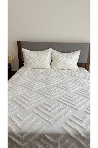 REYS Bohem Pine Yeni Sezon Çift Kişilik Yatak Örtüsü Takımı 240x250 - EKRU -