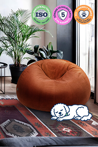 Mobidu Soft Plum Armut Koltuk – Fitilli Kadife - 5 Yıl Garanti - Kiremit