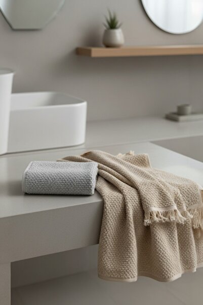 Anılsan Set 6 prosoape de mână Jelena albe - 50x90 cm, 225 gr, 100% bumbac, prosoape spa și hotel, pentru utilizare zilnică