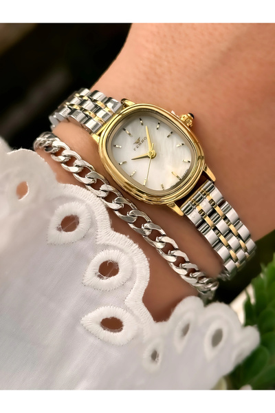 FERRO Yellow and Silver Steel Cord Women's Wristwatch Fm88091A-D 2 Years Warranty 3 Atm Water Resistant Gift