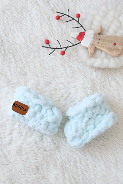 Bugula Newborn Shoes 0-3m Water Green Unisex Cute Baby Slippers Alize Puffy K...