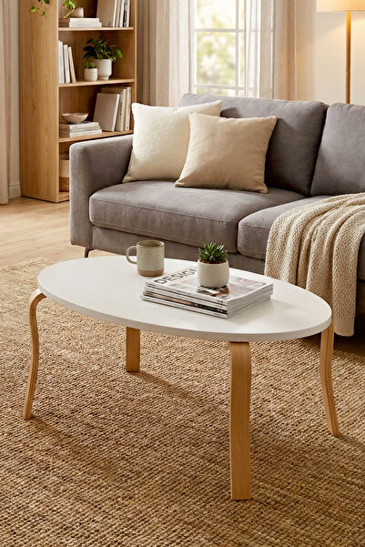 VİLİNZE Eva Ahşap Oval Orta Sehpa