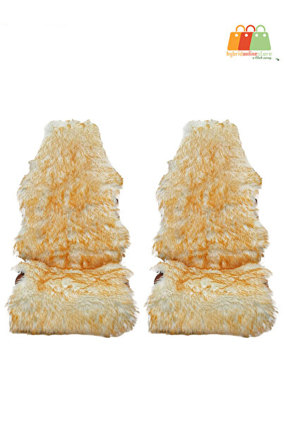 AGC أغطية مقاعد سيارة عالمية من جلد الغنم، لون بيج، قطعتان، توفر راحة طبيعية ...