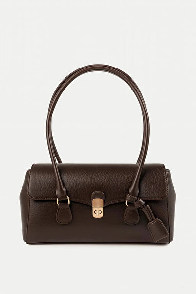 Melos Butik Γυναικεία τσάντα χεριού και ώμου από δέρμα μπαγκέτας με κλείδωμα ...