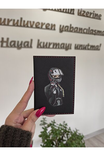 EFE DERİ Motorcu Kız Baskılı Araç Ruhsat Kılıfı Kabı Ruhsatlık Ruhsat Koruyucu