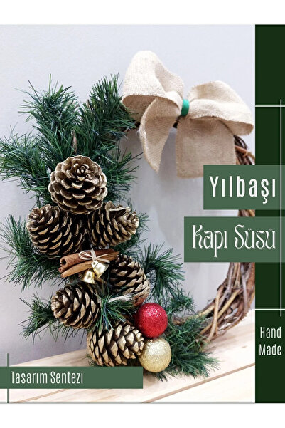 Genel Markalar Yılbaşı Kapı Süsü Çelenk Kozalak Çan Duvar Dekoratif Süs Yeni ...