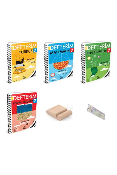 Arı Yayıncılık ARI 7. Sınıf Akıllı Defterim SETİ ( Türkçe Matematik Fen Sosyal) -YENİ- + Telefon Tutucu