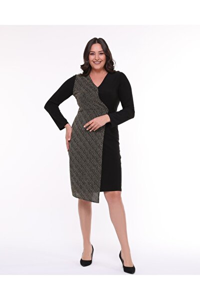 Asees Ασύμμετρο βραδινό φόρεμα με διπλό γιακά μεσαίου μεγέθους