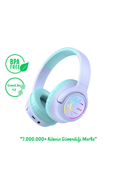 iClever BTH18 LED Işıklı Çocuk Bluetooth Kulaklık -Mor BPA Free