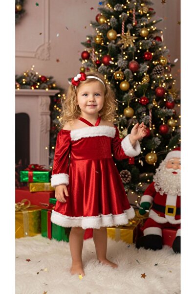 miaras baby فستان عيد الميلاد للفتيات بتفاصيل ريشة للحفلات التنكرية