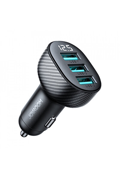 Joyroom adowarka samochodowa 3.4A z wywietlaczem 3x USB-A czarna