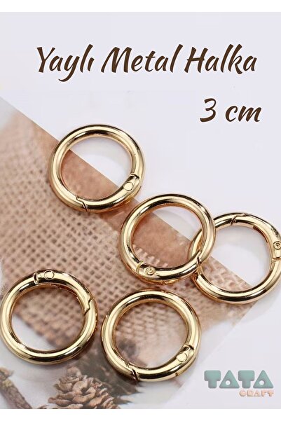 TATA CRAFT Metal Yaylı Çanta Aksesuar Halkası 4 Adet Çap:3cm Anahtarlık Aksesuar