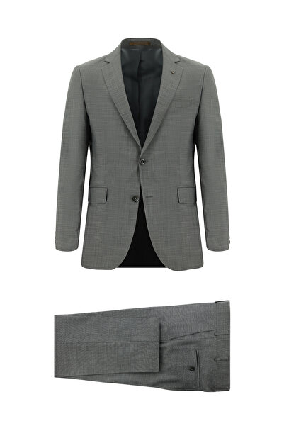 Abdullah Kiğılı Regular Fit Klasik Desenli İtalyan Yün Takım Elbise