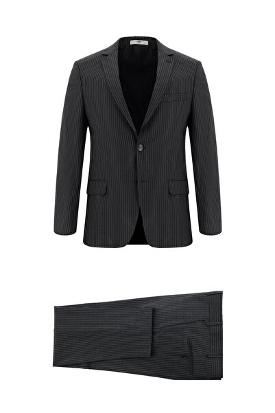 Abdullah Kiğılı 6 Drop Regular Fit Standart Kesim Yünlü Çizgili Takım Elbise