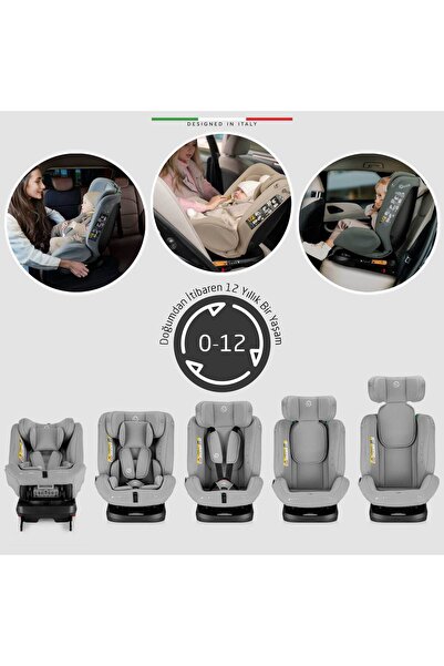 Elele ModenaFix 2 360° Dönen I-Size Oto Koltuğu İsoFix 40-150 CM 0-36 KG Gri