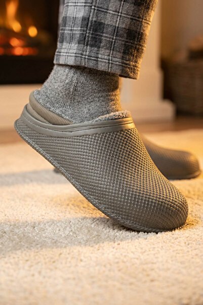 GEZER Men's Winter Eva Plush Inside Silent Sole Home Garden Slippers