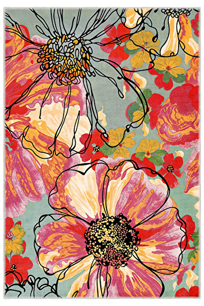 Homefesto Dekoratif Salon Halısı, Makinada Yıkanabilir, Kaymaz Taban, İnce & ...