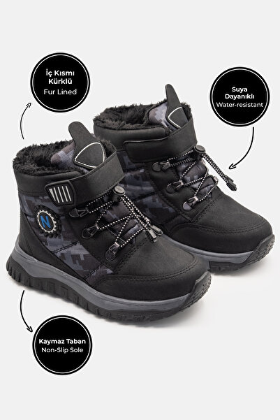 Ayakkabı City Момчешки ботуши с кожена подплата и противоплъзгащи подметки, ч...