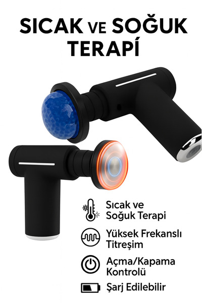 SMAYLİNG Sıcak Ve Soğuk Terapili Masaj Tabancası - Şarjlı Isıtmalı Masaj Cihazı - Sporcu Masaj Aleti