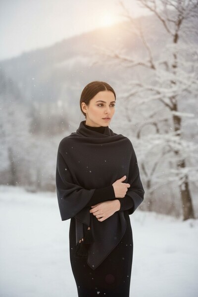 Onur Etol - Нова колекція Прямий шарф з капюшоном Зимовий товстий виріб Тканина Легендарний магазин