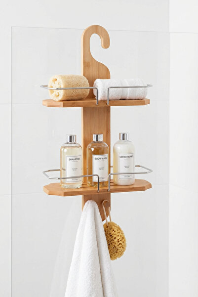 MAKRİ HOME Bambu Banyo Düzenleyici Organizer Banyo Köşeliği, Şampuanlık