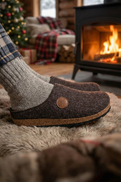GEZER Winter Cork Sole Home Garden Comfortable Sole Men's Slippers