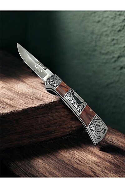 VEX Outdoor Kızıl Pirinç İşlemeli Baba Çakısı Sırttan Kilit Kemer Klipsli