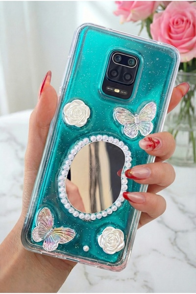 Fibaks Xiaomi Redmi Note 9 Pro/9S Case 3D Butterfly Rose Pattern Mirrored Gli...