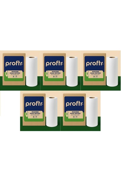 PROFTR غطاء طاولة فحص المرضى ذو طبقتين 50*25 سم 50 متر (مجموعة من 5)
