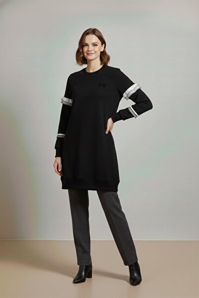 Puane Women's Ruffle Detail Tunic-10718Tun - Black