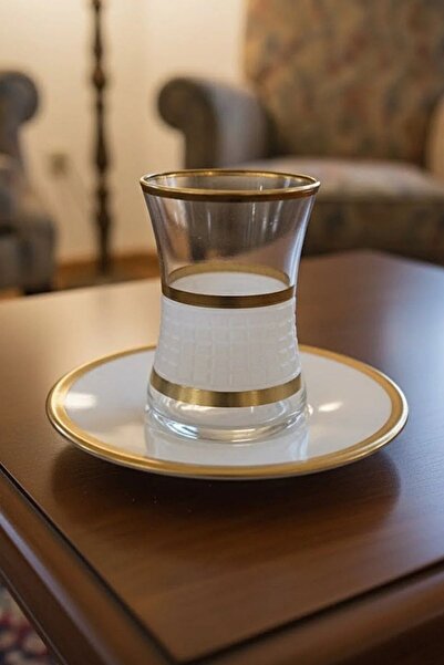 DECOSTYLE طقم شاي مربع أبيض بتصميم دورو للديكور 12 قطعة |   طاقم عرض حديث وأنيق يتكون من 6 أشخاص