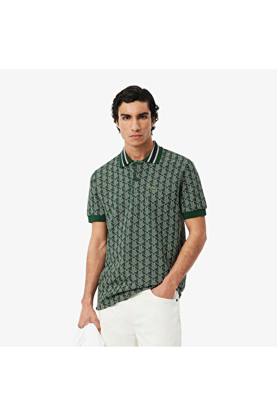 Lacoste قميص بولو كلاسيكي بقصة كلاسيكية ونقشة مونوجرام جاكار - DH1417-00-D1R