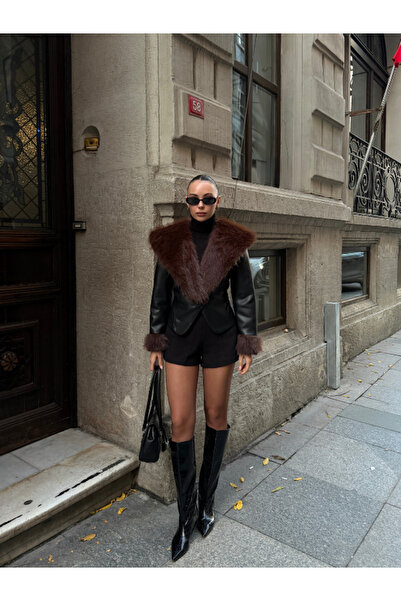 thelowely SUNİ DERİ YAKASI VE KOLU KÜRKLÜ CEKET