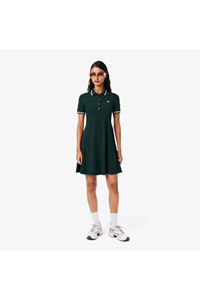 Lacoste فستان بولو مطاطي بياقة واسعة - EF5288-00-AIG