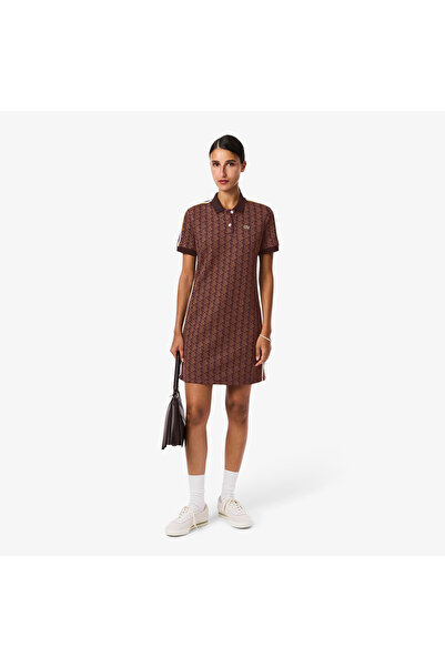 Lacoste فستان بولو قصة ضيقة مونوجرام جاكار - EF2655-00-9I4