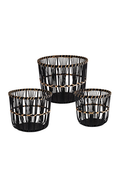 casa rosa مجموعة سلة الروطان المكونة من 3 قطع