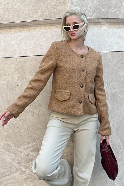 Madmext Vizon Düğmeli Buklet Triko Cep Detaylı Ceket MG2170