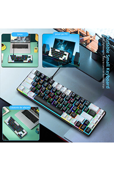 VEXOMAT Tastatură mecanică V800RGB, 68 de taste, RGB, cu fir