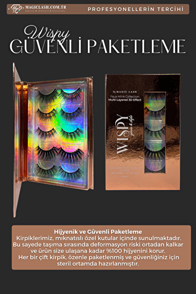 Magic Lash Wispy Takma İpek Kirpik Seti – 5 Çift, Farklı Efektli, Defalarca Kullanılabilir