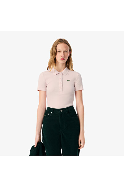 Lacoste قميص بولو قطني مضلع قصة ضيقة L.12.D - DF5377-00-ADY