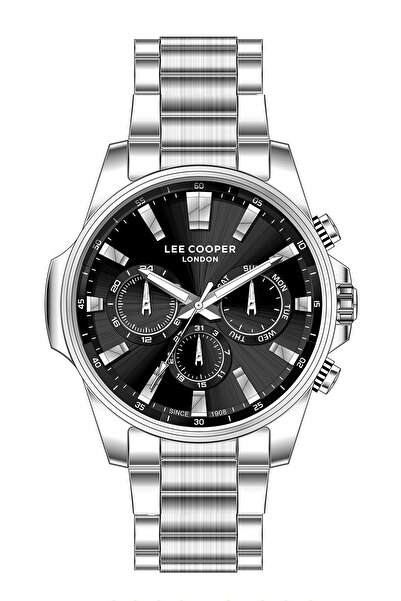 Lee Cooper ساعة يد رجالية من الفولاذ مع تقويم أصلي