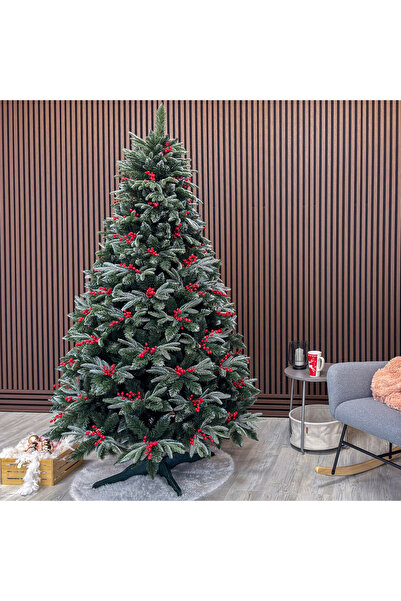 SERSIMO Brad artificial, Miahelene Elite, verde zăpadă cu merișoare, amestec 2D+3D, 220 cm