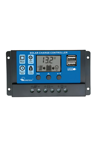 URETECH 20 A Amper Şarj Kontrol Cihazı 12/24V 20 AH 2'li Usb'Li