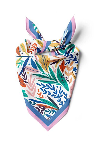 Modabutik A15 Kadın Garden Desenli Bandana 50x50 Sarı Yeşil DG0165-22 Snz