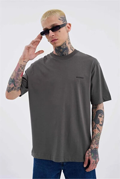 Machinist Men's Basic Relaxed Slim Cotton T-Shirt Smoke