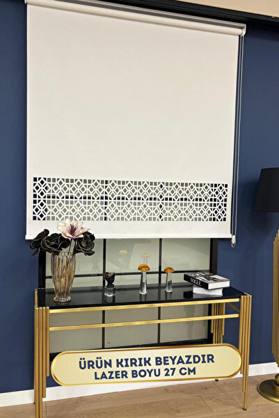 EYMENS HOME EYM308 İthal Mat Kalın Kumaşlı Lazer Kesim Stor Perde ( Kırık Bey...
