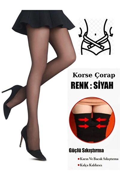 Fitsauna Korseli Kilotlu Çorap Sıkılaştırıcı Inceltici Toparlayıcı Yüksek Bel Fit Socks Korse Çorap