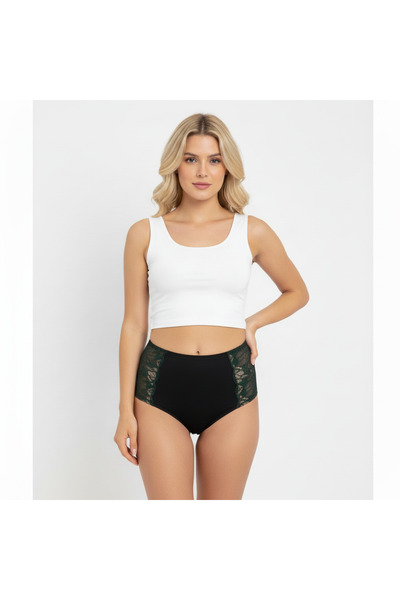 BONBON Women's Satin Lace Front High Waist Slip Panties Bb2062