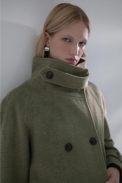 MARKALİSTE Reglan Sleeve Oversized Coat Khaki